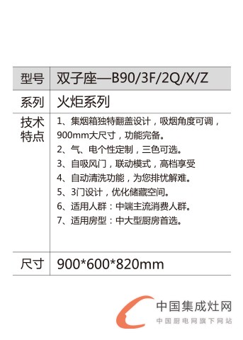 藍炬星集成灶火炬系列雙子座