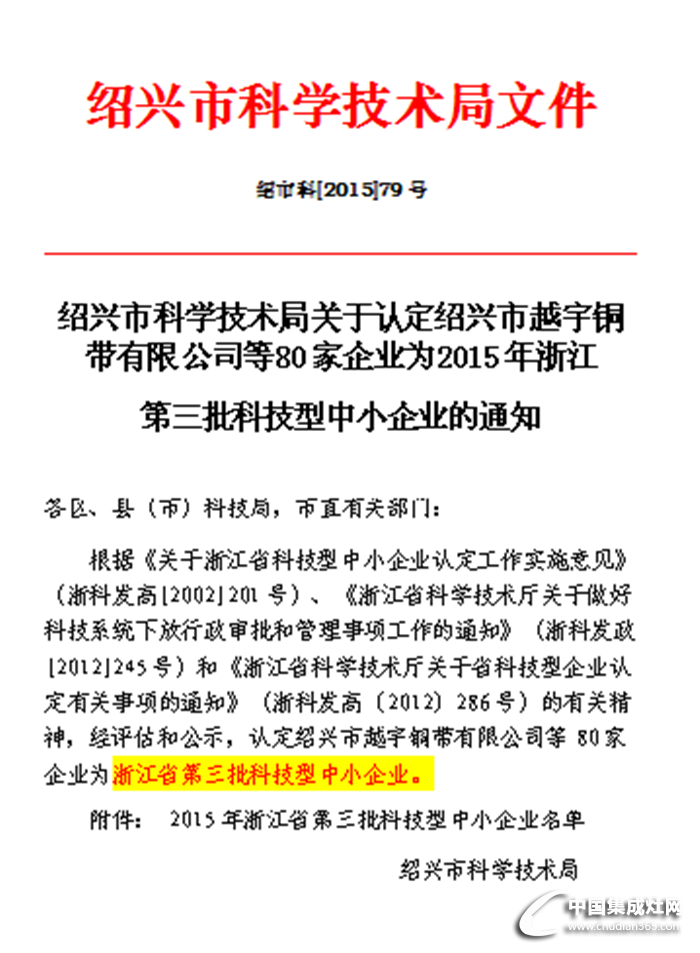 科技局認(rèn)定億田公司為2015年浙江省科技型企業(yè)